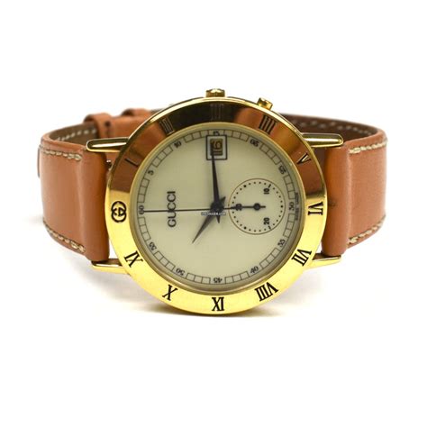 orologio gucci 3800m|Gucci 3800M Chronograph Cream Dial 18k Gold Plated Roman .